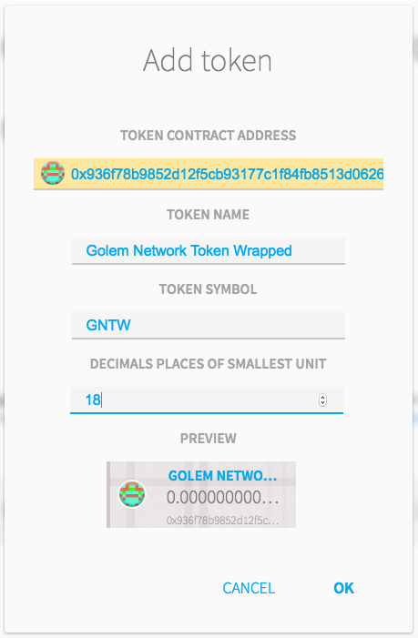 Golem Network Token description